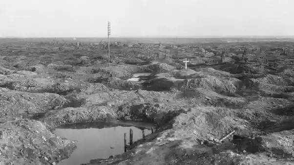 Saturated battlefield of unexploded ordnance.