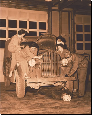 The number of civilians in the Ordnance Department grew during World War II from 27,088 to 262,000. Women Ordnance Workers (WOWs) like these accounted for approximately 85,000 of the civilian workforce.