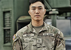 PFC Woo, a 94D Air Traffic Control Equipment Repairer Trainee currently stationed at Fort Eisenhower, GA and member of 73D OD BN.